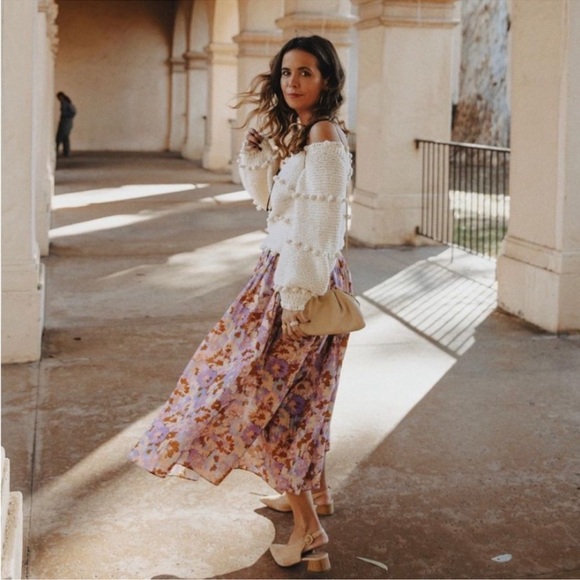 ZIMMERMANN Floral Print Cutout Strapless Tiered Midi Dress in Purple Floral - Picture 3 of 13